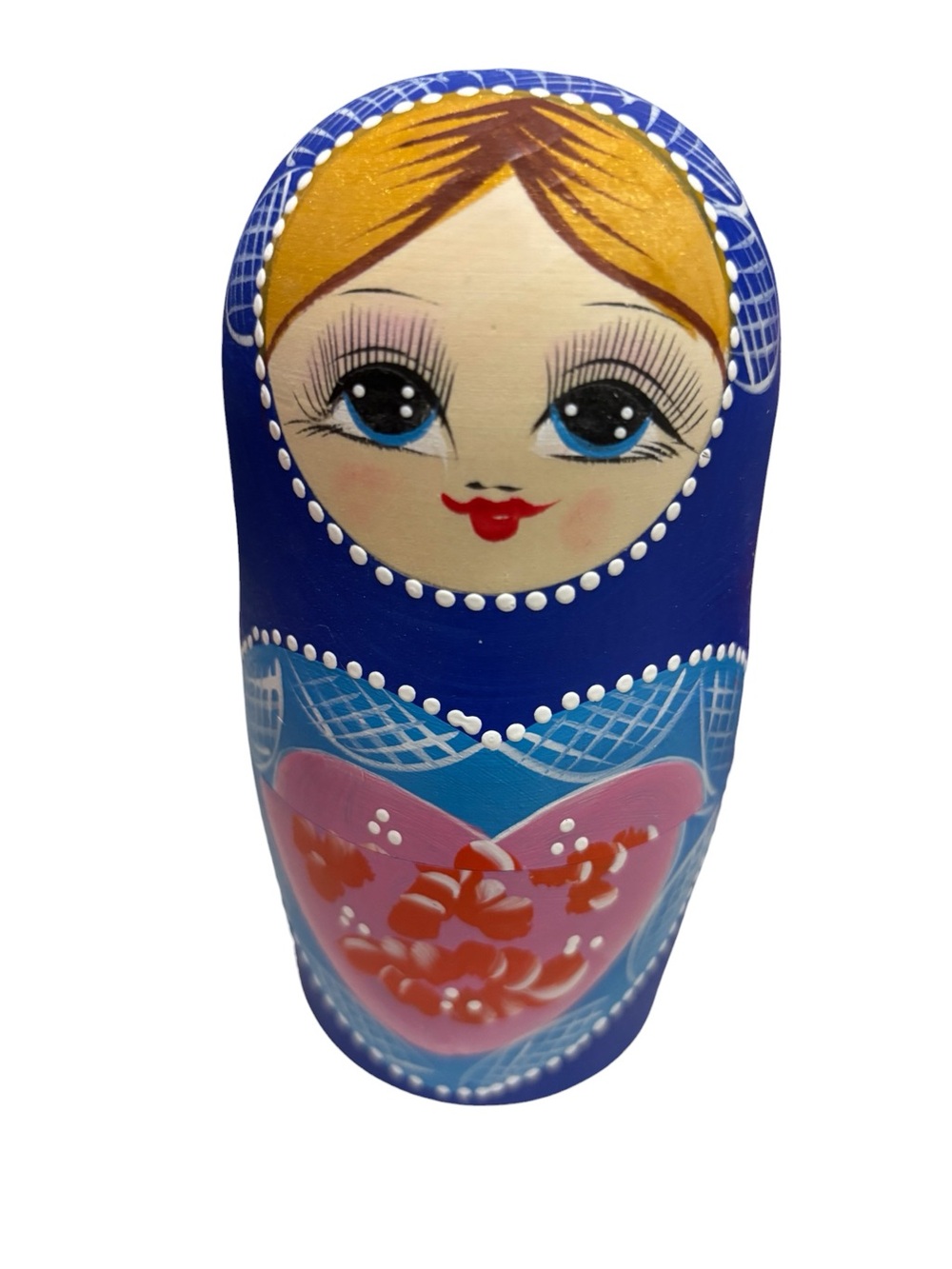 Joy Nest Russian Nesting 6 Dolls Hand Wood Carved Painted Heart Design Blonde - Picture 3 of 9